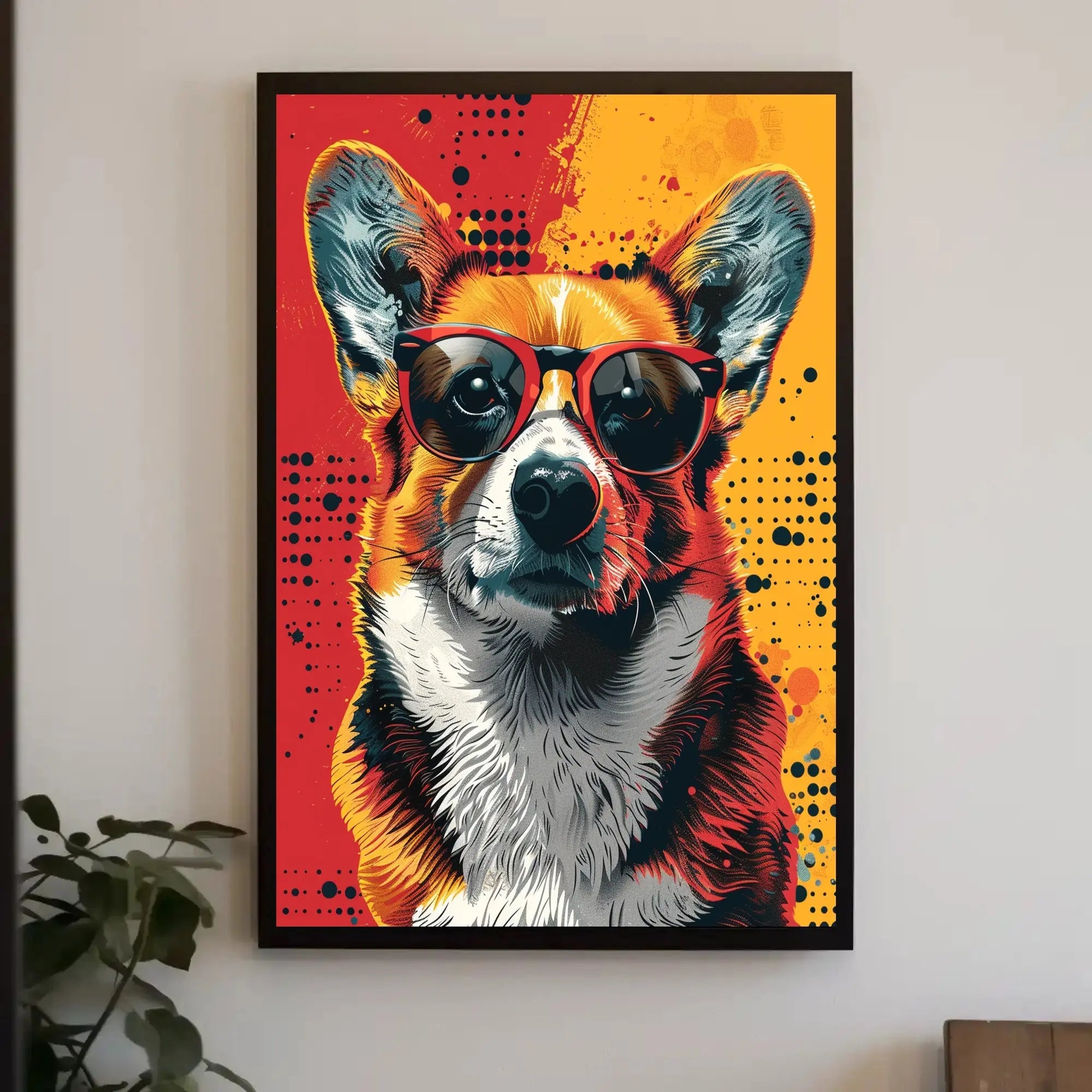 Stylish Corgi in Sunglasses Pop Culture Poster PosterGoat
