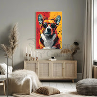 Stylish Corgi in Sunglasses Pop Culture Poster PosterGoat