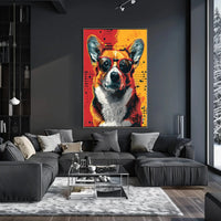 Stylish Corgi in Sunglasses Pop Culture Poster PosterGoat