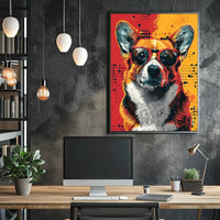 Stylish Corgi in Sunglasses Pop Culture Poster PosterGoat