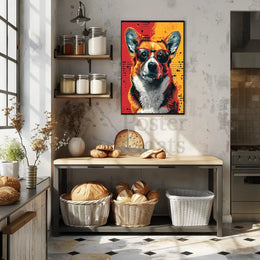 Stylish Corgi in Sunglasses Pop Culture Poster PosterGoat