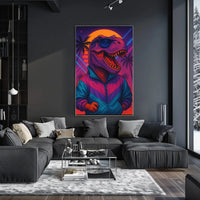 Stylish Dinosaur Synthwave Vibe Retro Pop Culture Poster PosterGoat