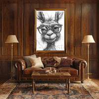 Stylish Llama with Glasses Monochrome Animal Poster PosterGoat