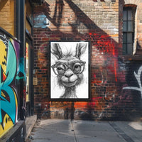 Stylish Llama with Glasses Monochrome Animal Poster PosterGoat