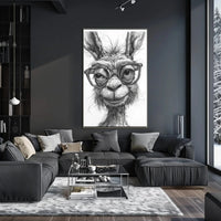 Stylish Llama with Glasses Monochrome Animal Poster PosterGoat