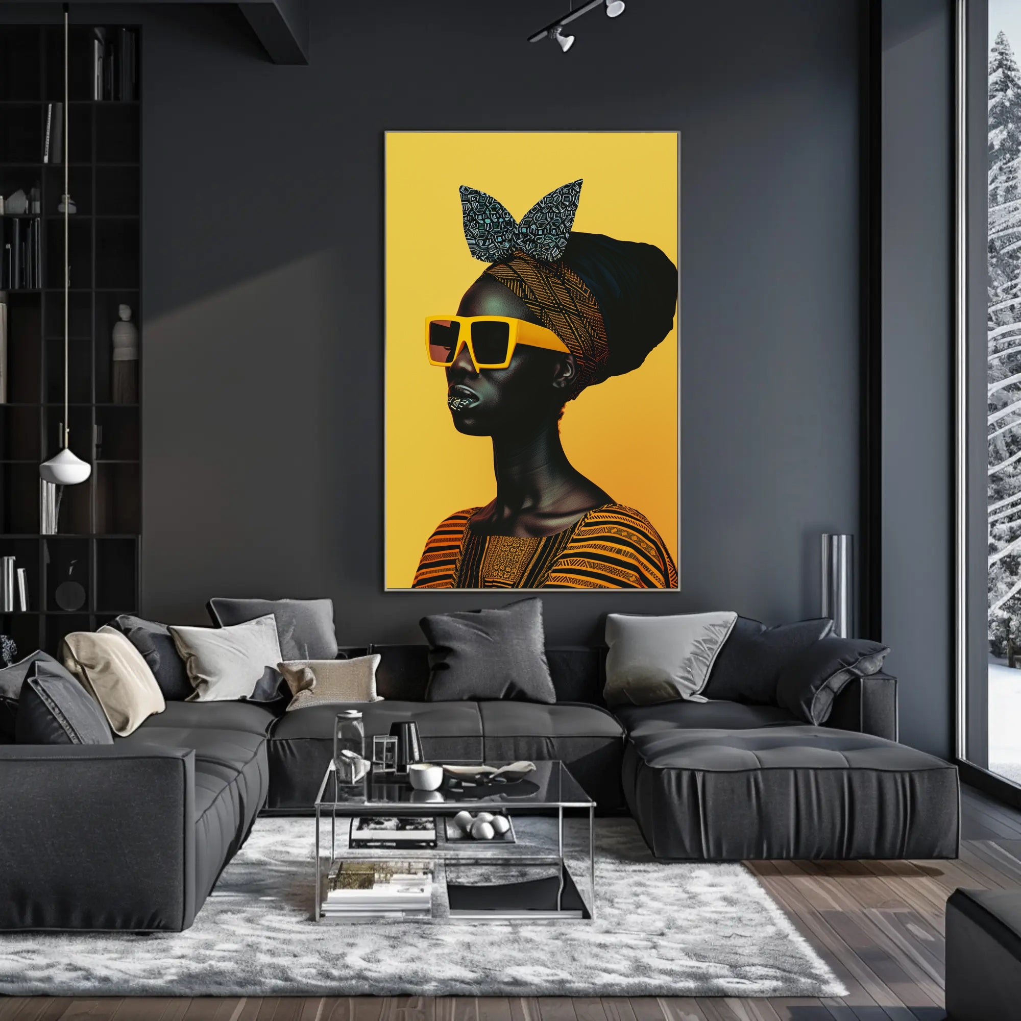 Stylish Modern Portrait with Intricate Patterns Artistic Poster PosterGoat