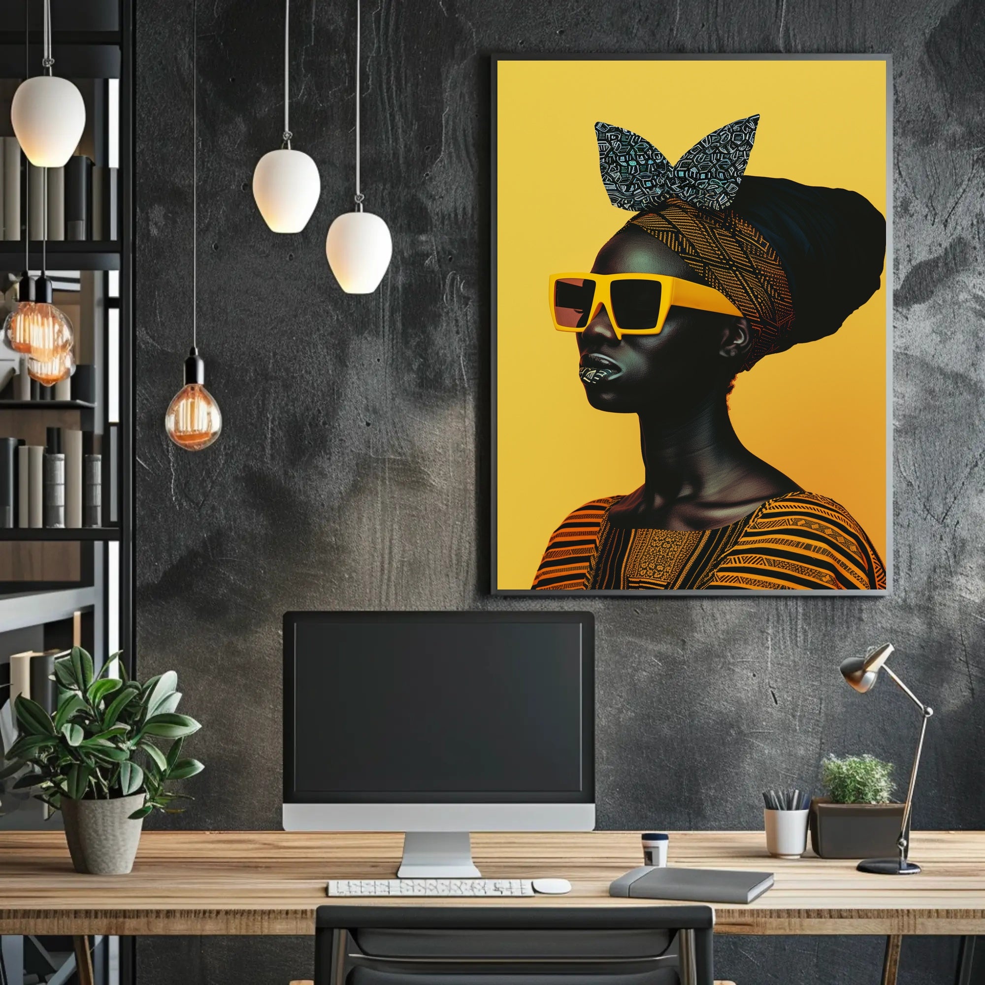 Stylish Modern Portrait with Intricate Patterns Artistic Poster PosterGoat