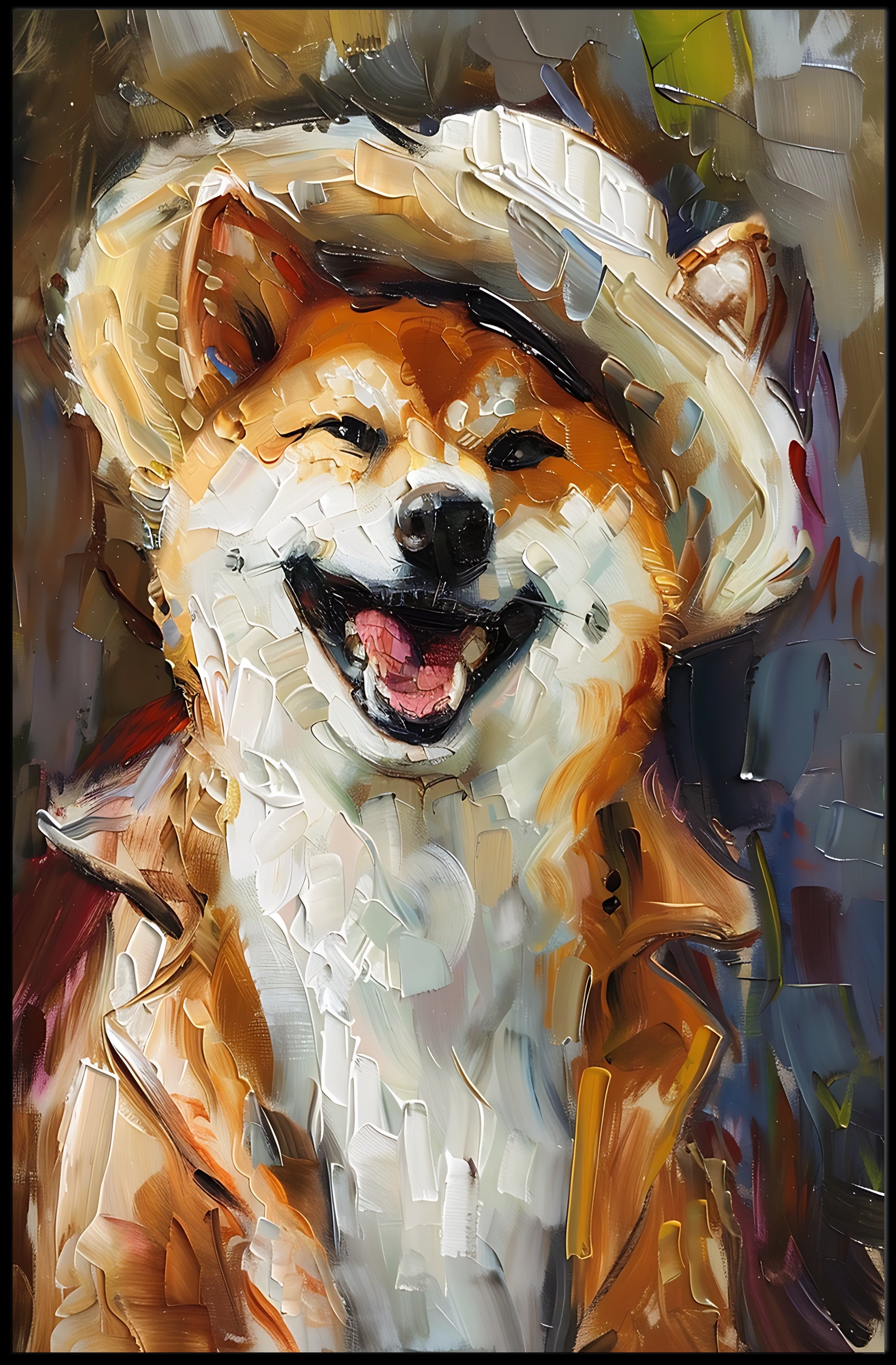 Stylish Shiba Inu in Fashionable Attire Animal Poster PosterGoat