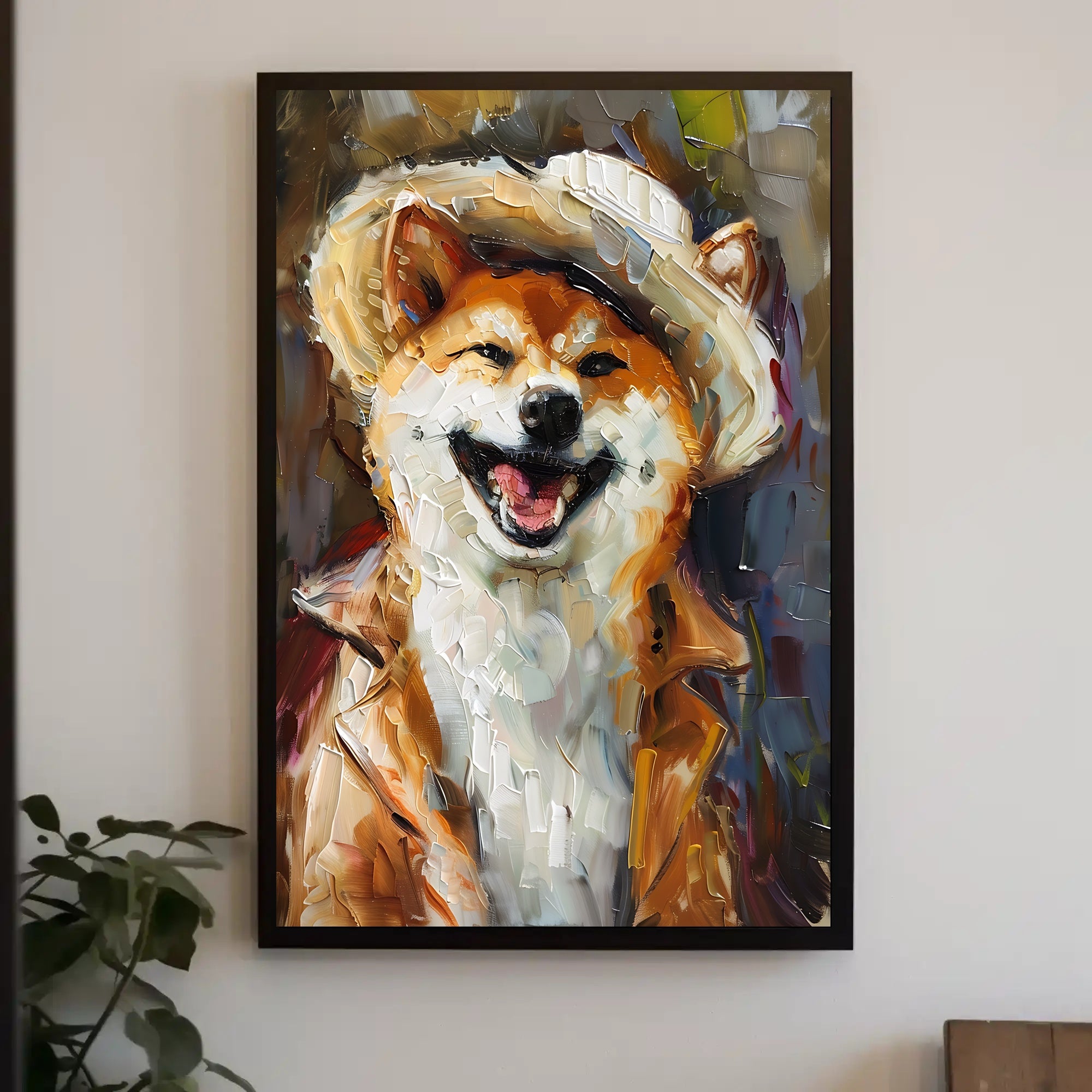 Stylish Shiba Inu in Fashionable Attire Animal Poster PosterGoat