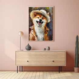 Stylish Shiba Inu in Fashionable Attire Animal Poster PosterGoat
