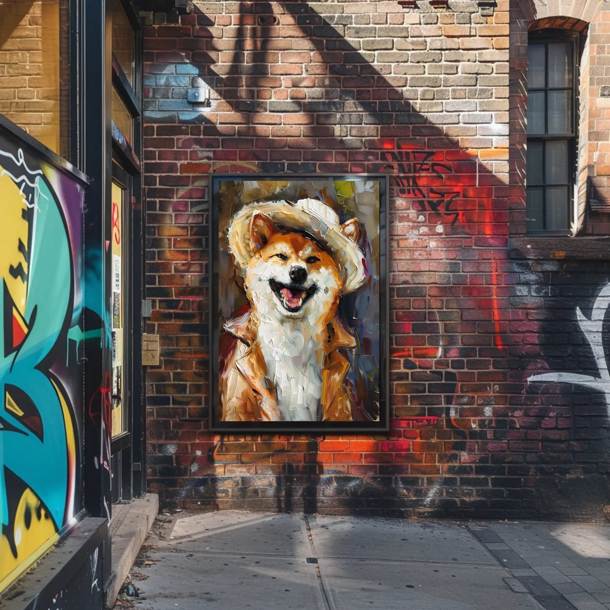 Stylish Shiba Inu in Fashionable Attire Animal Poster PosterGoat
