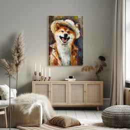 Stylish Shiba Inu in Fashionable Attire Animal Poster PosterGoat