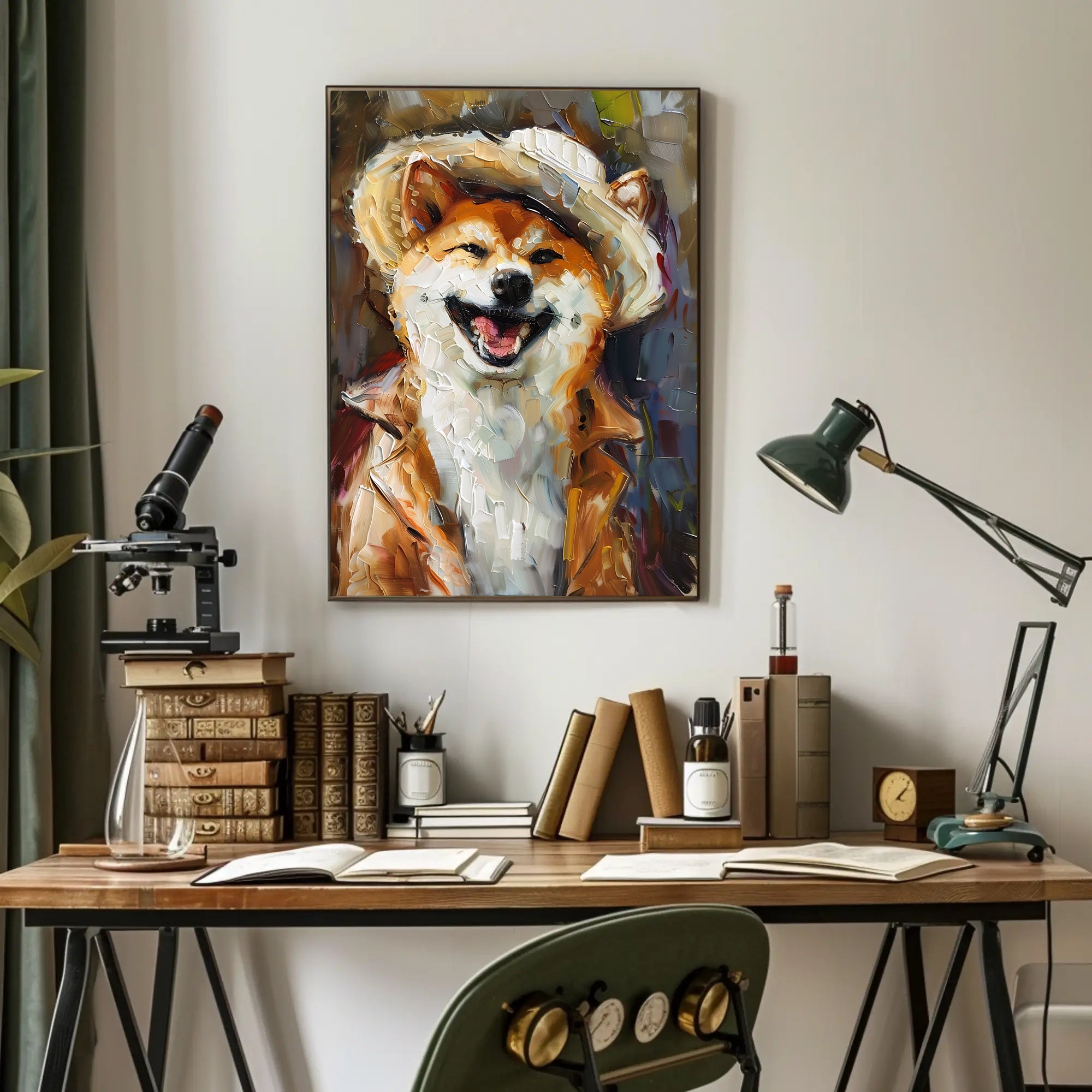Stylish Shiba Inu in Fashionable Attire Animal Poster PosterGoat