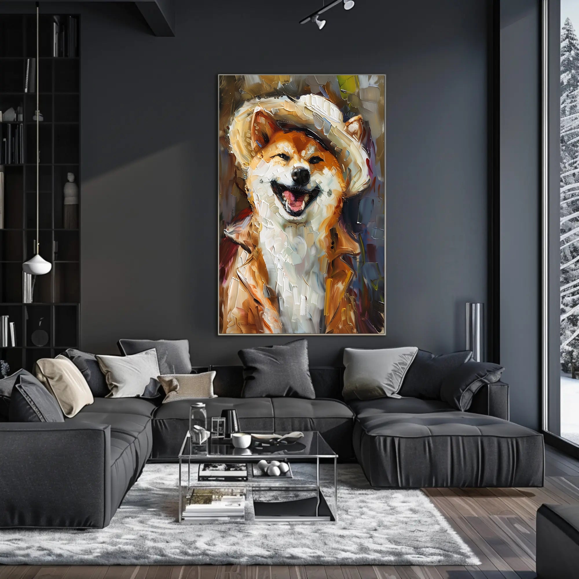 Stylish Shiba Inu in Fashionable Attire Animal Poster PosterGoat