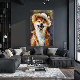 Stylish Shiba Inu in Fashionable Attire Animal Poster PosterGoat