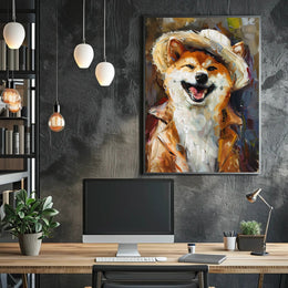 Stylish Shiba Inu in Fashionable Attire Animal Poster PosterGoat