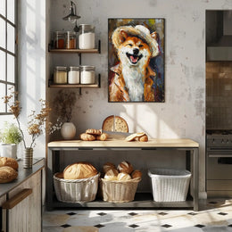 Stylish Shiba Inu in Fashionable Attire Animal Poster PosterGoat