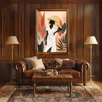 Stylish Woman in Hat with Nature Vibe Artistic Poster PosterGoat