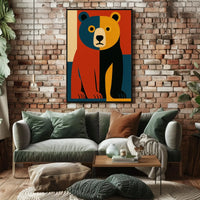 Stylized Abstract Bear Artistry in Animal Poster PosterGoat
