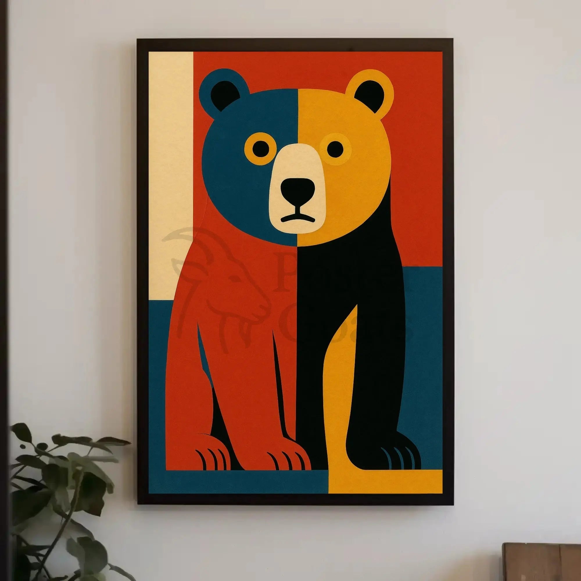 Stylized Abstract Bear Artistry in Animal Poster PosterGoat