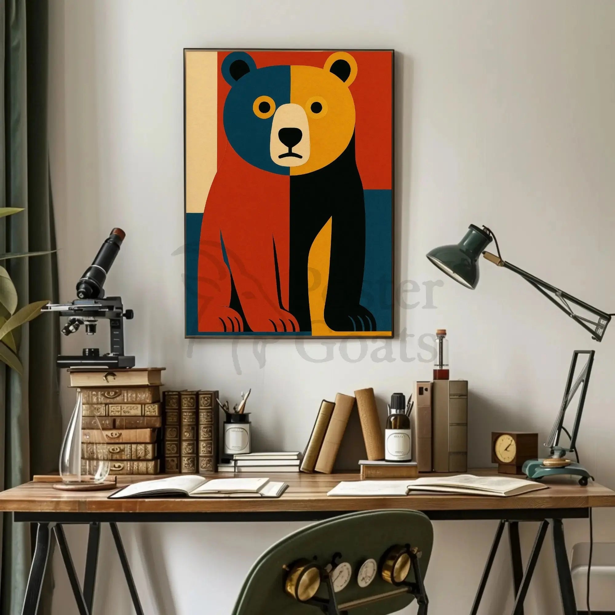 Stylized Abstract Bear Artistry in Animal Poster PosterGoat