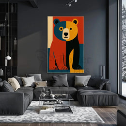 Stylized Abstract Bear Artistry in Animal Poster PosterGoat