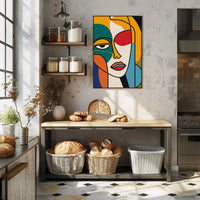 Stylized Abstract Face in Vibrant Colors Artistic Poster PosterGoat
