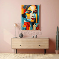 Stylized Abstract Portrait Woman Contemporary Artistic Poster PosterGoat