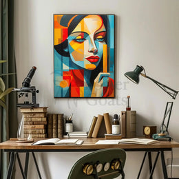 Stylized Abstract Portrait Woman Contemporary Artistic Poster PosterGoat