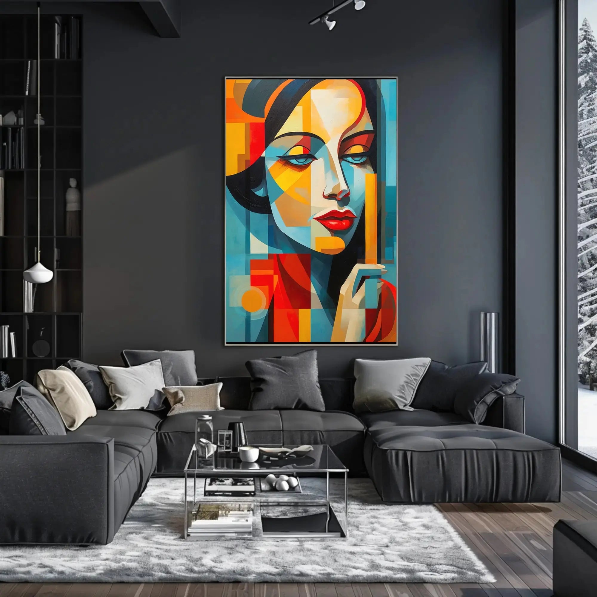Stylized Abstract Portrait Woman Contemporary Artistic Poster PosterGoat