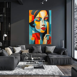 Stylized Abstract Portrait Woman Contemporary Artistic Poster PosterGoat
