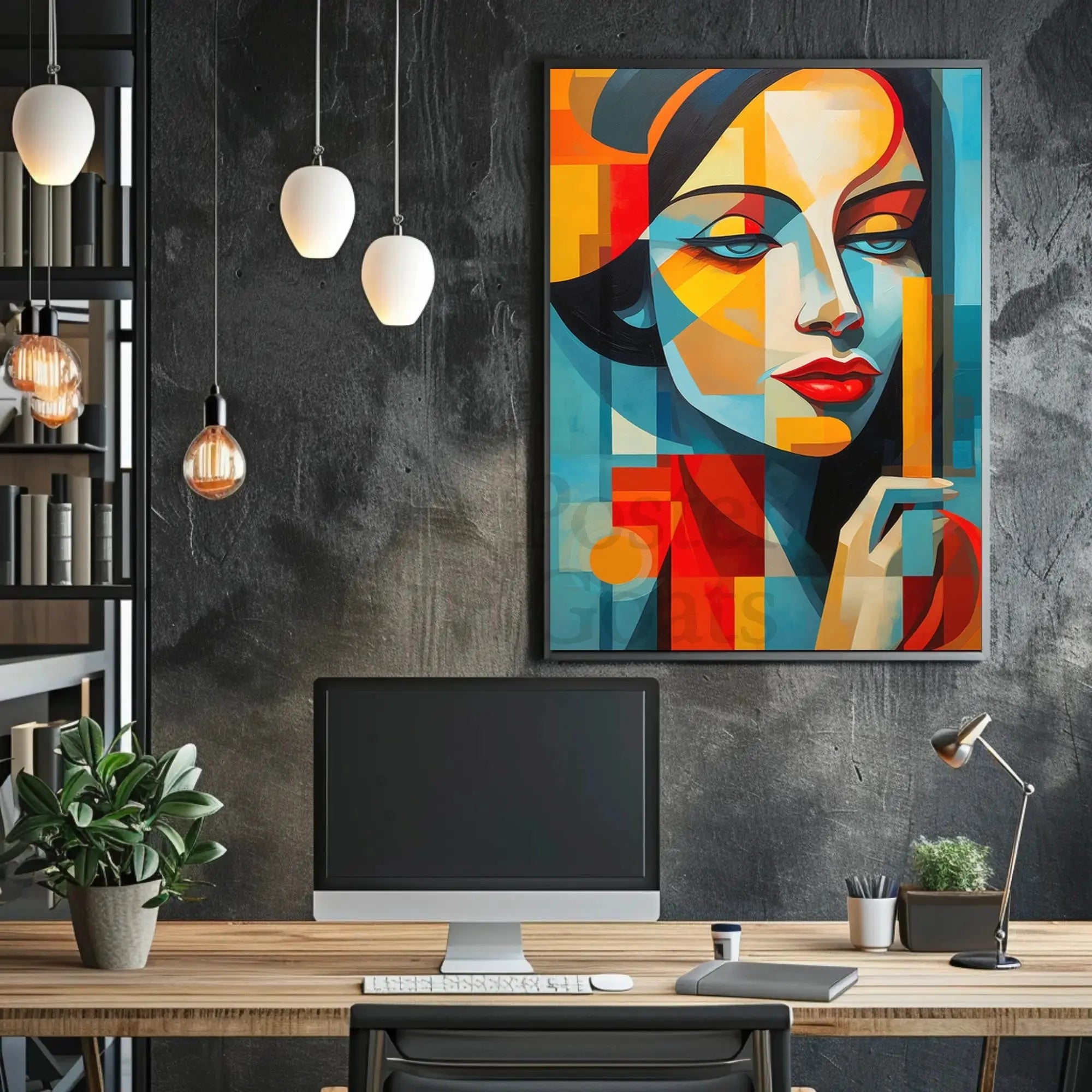 Stylized Abstract Portrait Woman Contemporary Artistic Poster PosterGoat