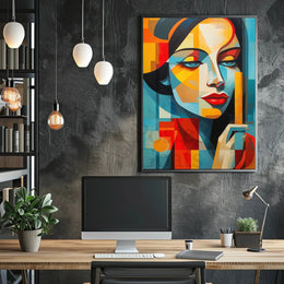 Stylized Abstract Portrait Woman Contemporary Artistic Poster PosterGoat