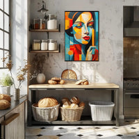 Stylized Abstract Portrait Woman Contemporary Artistic Poster PosterGoat