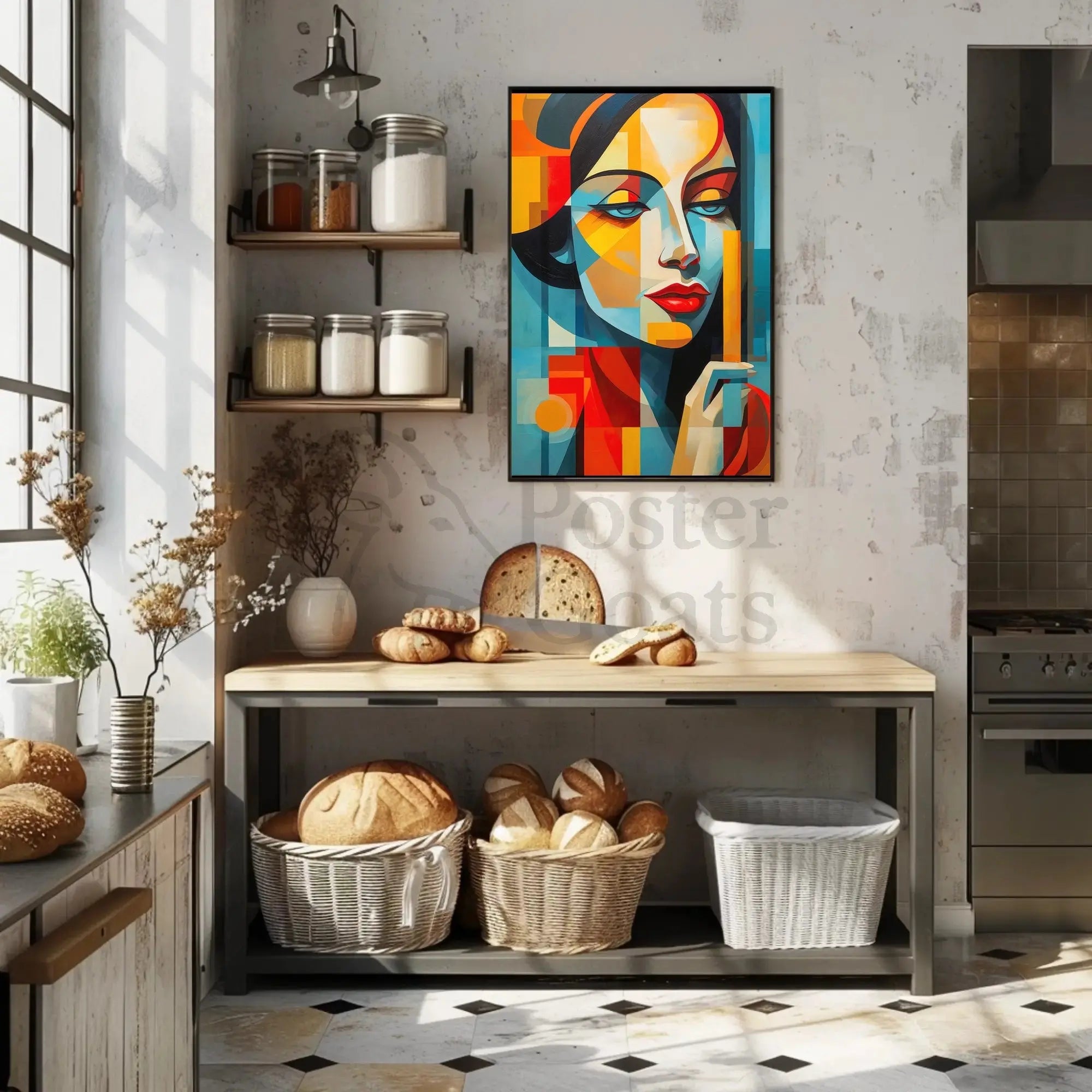 Stylized Abstract Portrait Woman Contemporary Artistic Poster PosterGoat