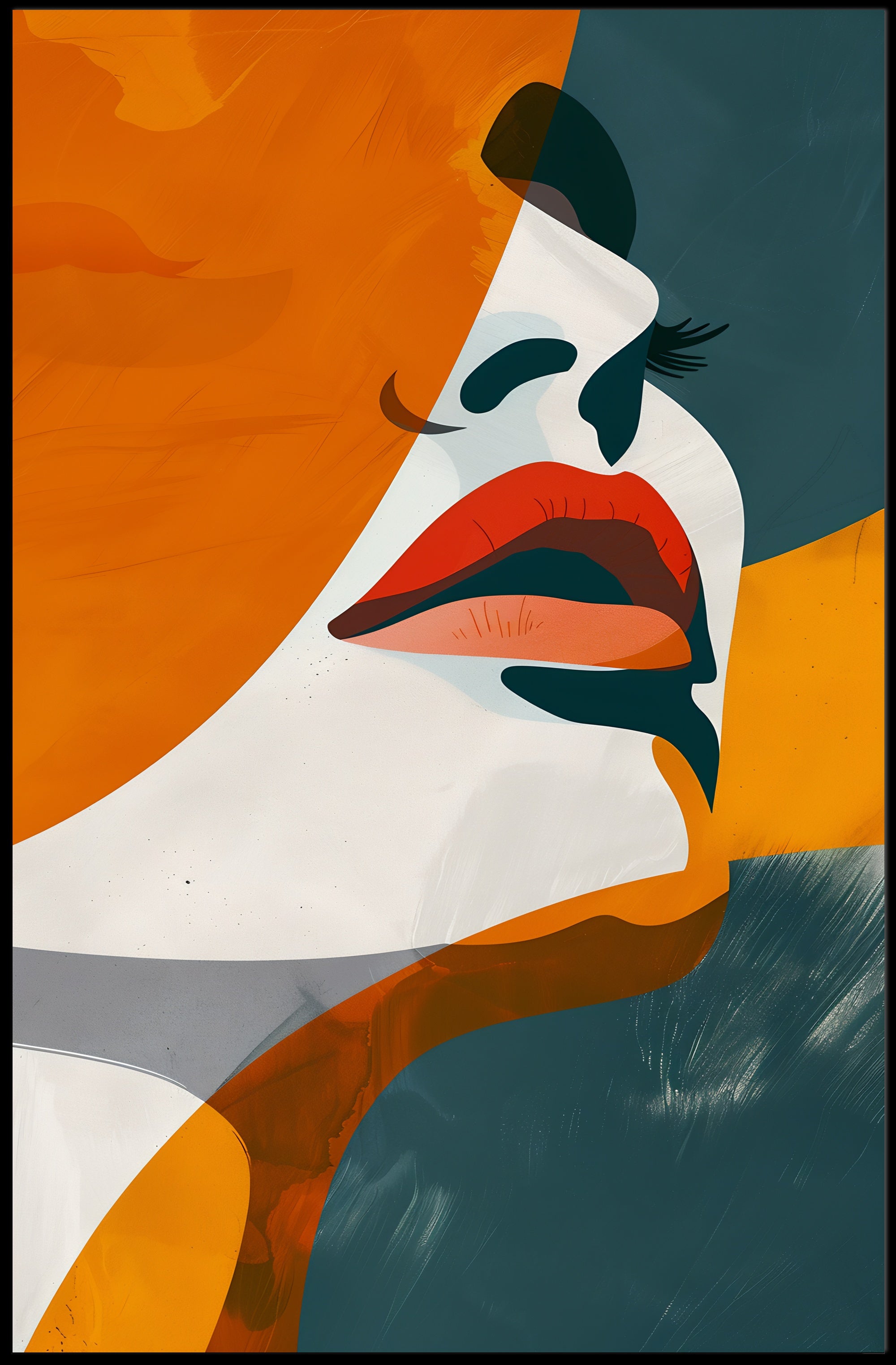 Stylized Abstract Woman's Face in Modern Artistic Poster PosterGoat