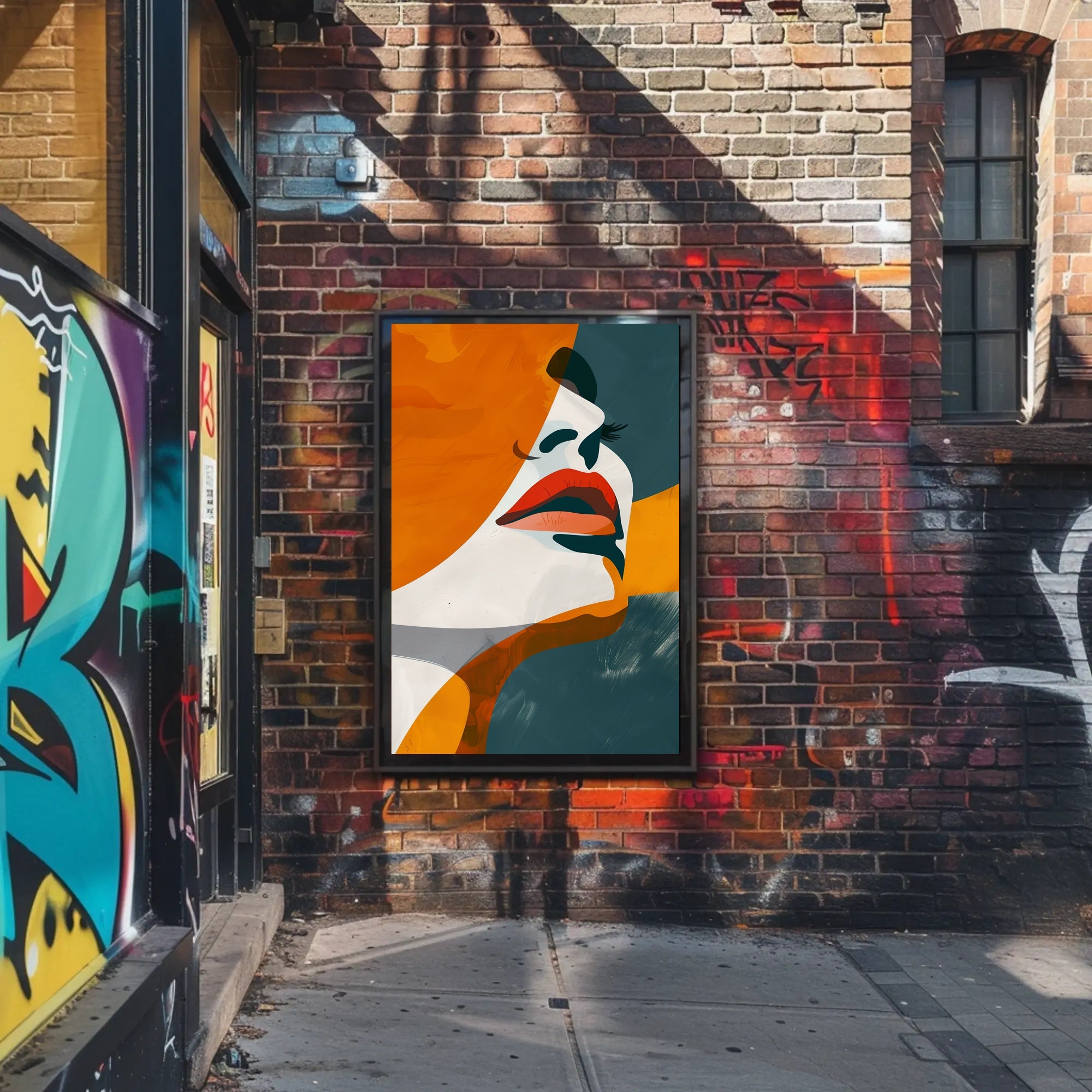 Stylized Abstract Woman's Face in Modern Artistic Poster PosterGoat