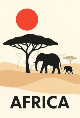 Stylized African Savanna Minimalist Art Animal Poster PosterGoat