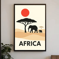 Stylized African Savanna Minimalist Art Animal Poster PosterGoat