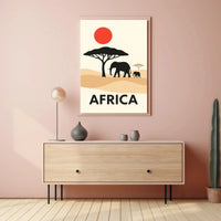 Stylized African Savanna Minimalist Art Animal Poster PosterGoat