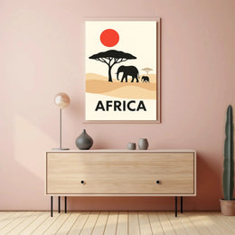Stylized African Savanna Minimalist Art Animal Poster PosterGoat