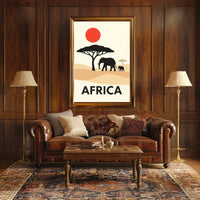 Stylized African Savanna Minimalist Art Animal Poster PosterGoat