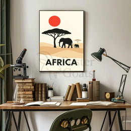 Stylized African Savanna Minimalist Art Animal Poster PosterGoat