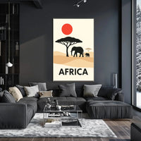 Stylized African Savanna Minimalist Art Animal Poster PosterGoat