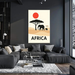 Stylized African Savanna Minimalist Art Animal Poster PosterGoat