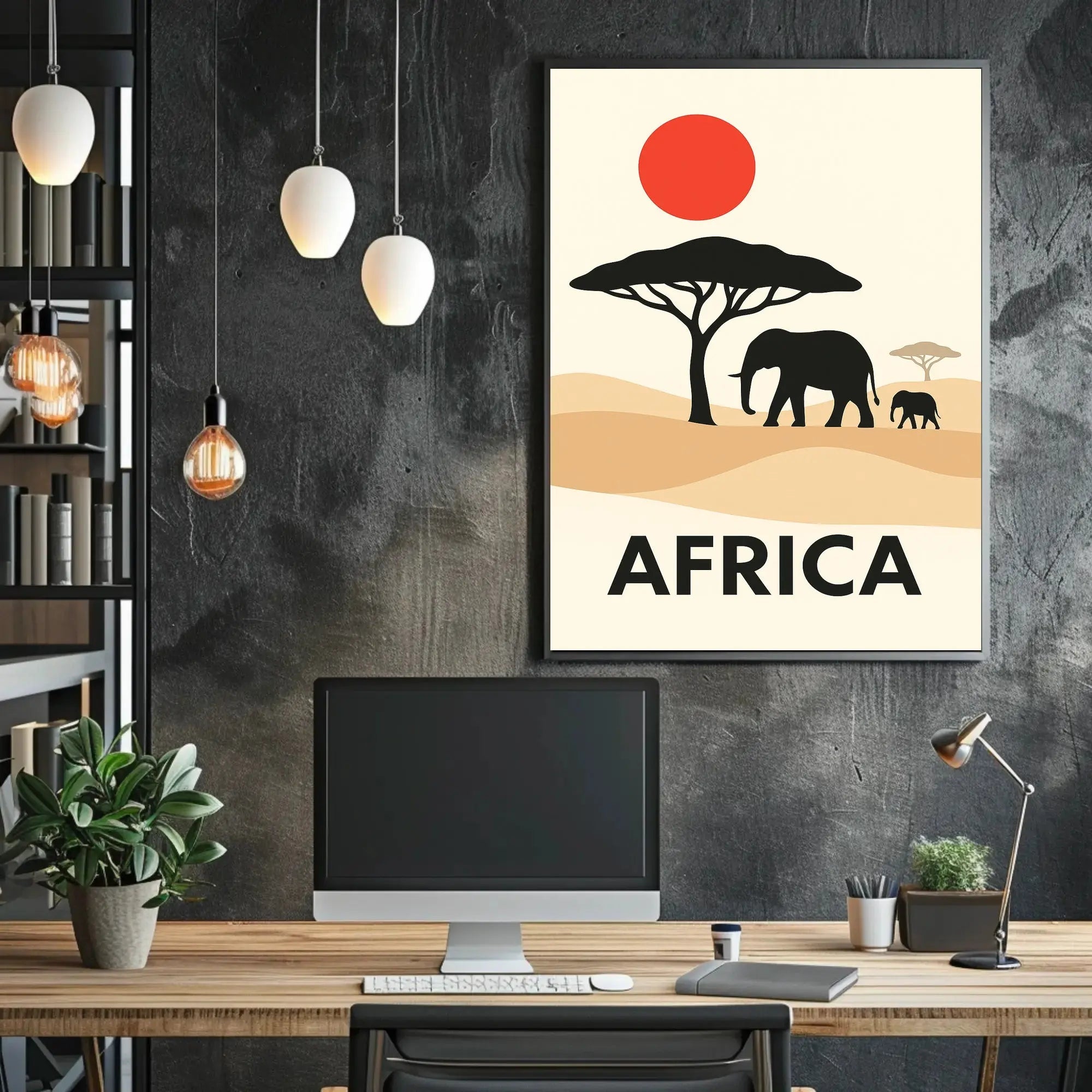 Stylized African Savanna Minimalist Art Animal Poster PosterGoat