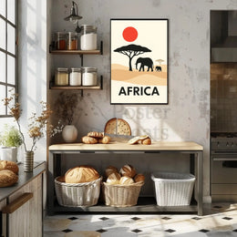 Stylized African Savanna Minimalist Art Animal Poster PosterGoat
