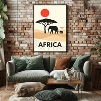 Stylized African Savanna Minimalist Art Animal Poster PosterGoat