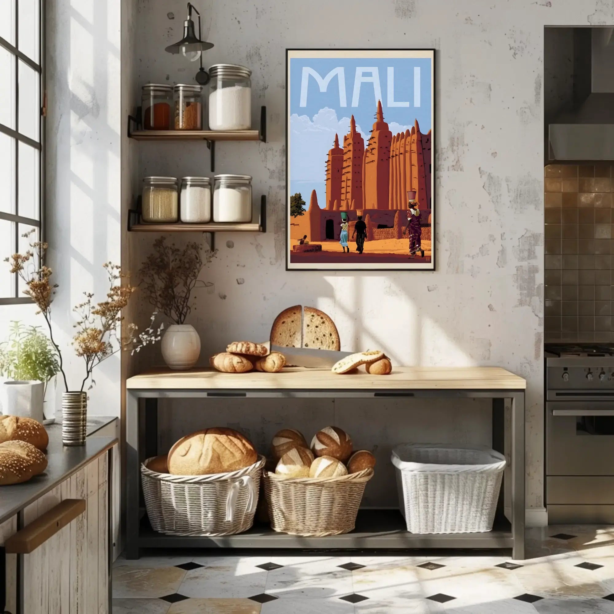 Stylized Archi-Structure Mali Heritage Cultural or Heritage Poster PosterGoat