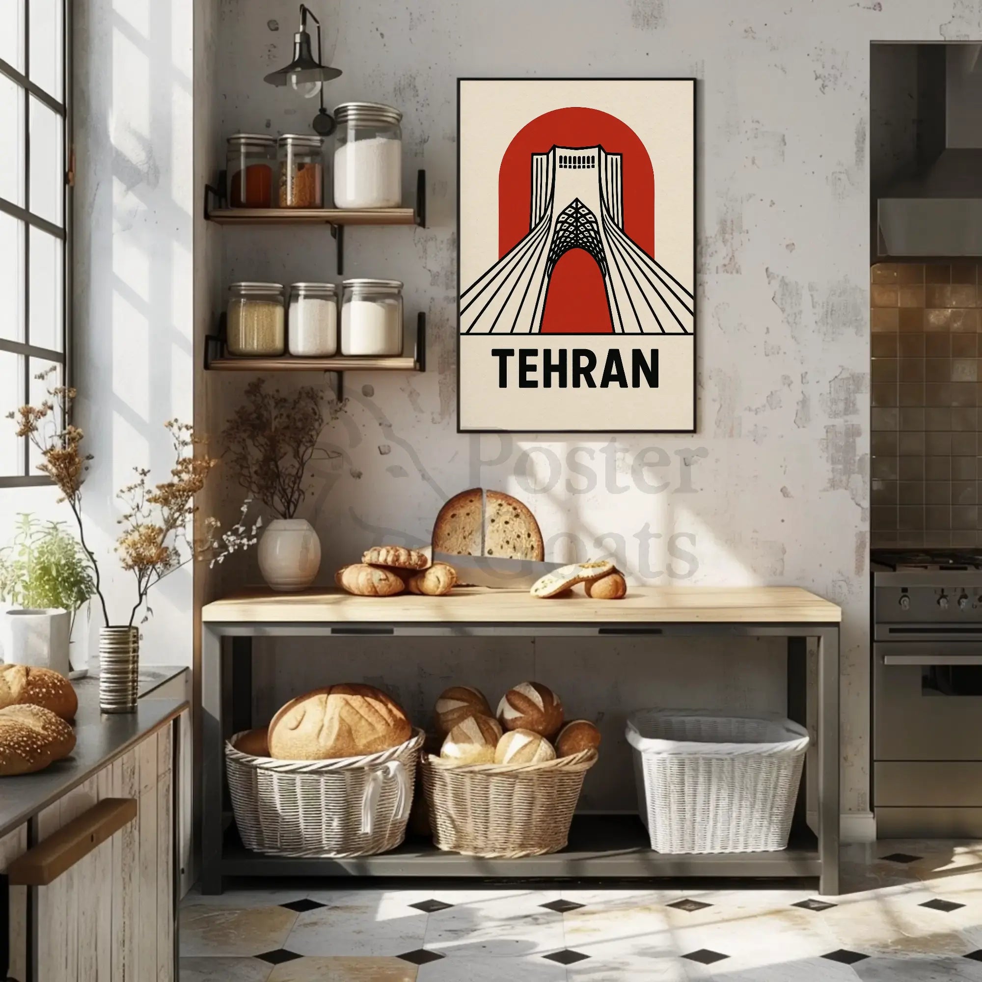 Stylized Azadi Tower Tehran Poster Cultural Heritage Poster PosterGoat